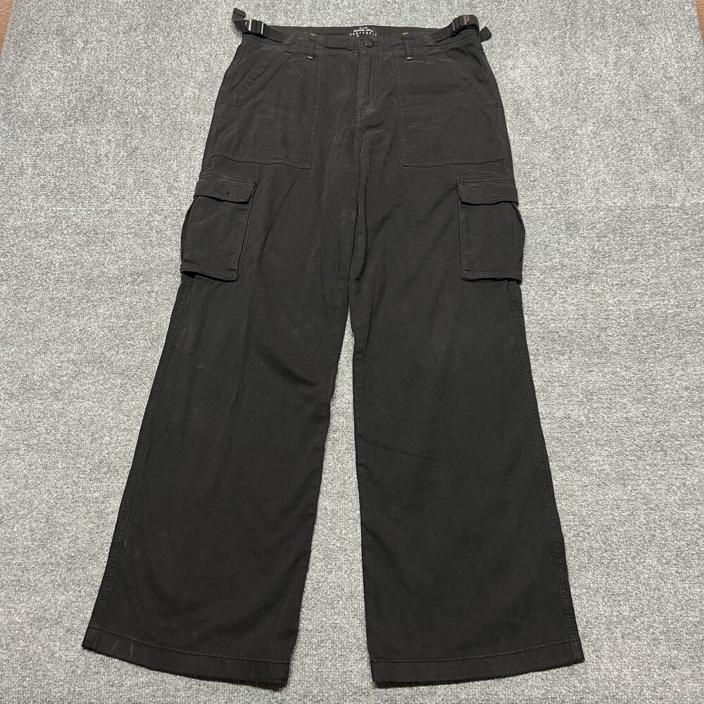 Sanctuary Reissue Cargo Pants Womens Medium Black Twill Wide Leg Pockets